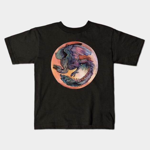 Archaeopteryx watercolors Kids T-Shirt by Shadowind